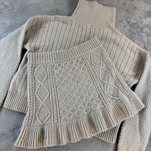 Abercrombie Kids Sweater Set Girls 13/14 Cable Knit Skirt Cream